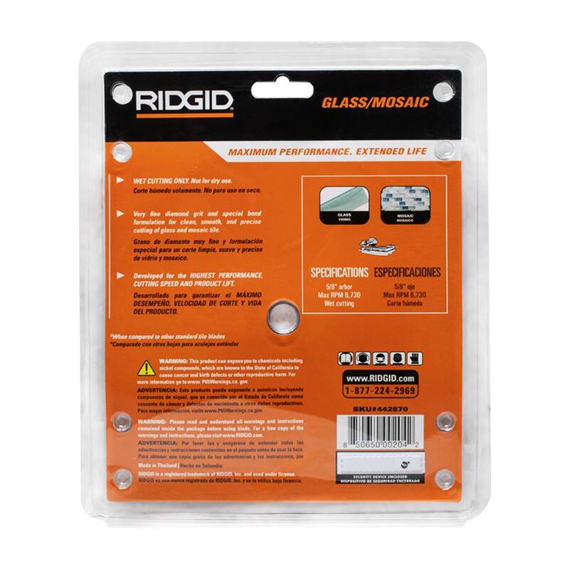 Hoja de baldosas de mosaico de vidrio de 7 pulgadas RIDGID - HD-GT70P