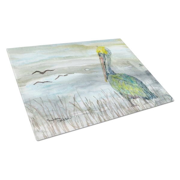 Carolines Treasures Pelican Watercolor Glass Cutting Board Large - SC2008LCB