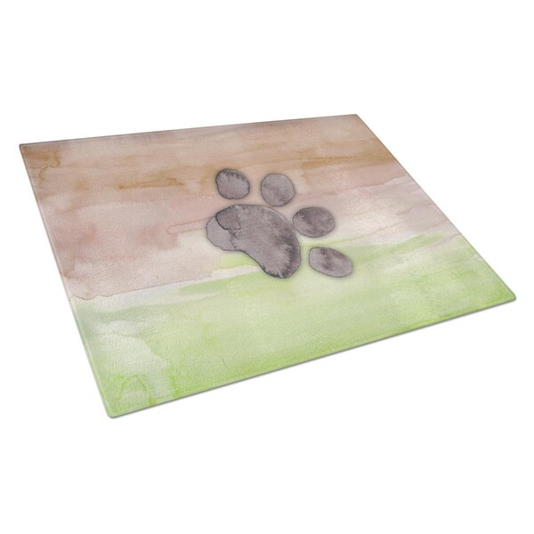 Carolines Treasures Dog Paw Watercolor Glass Cutting Board Large - BB7359LCB