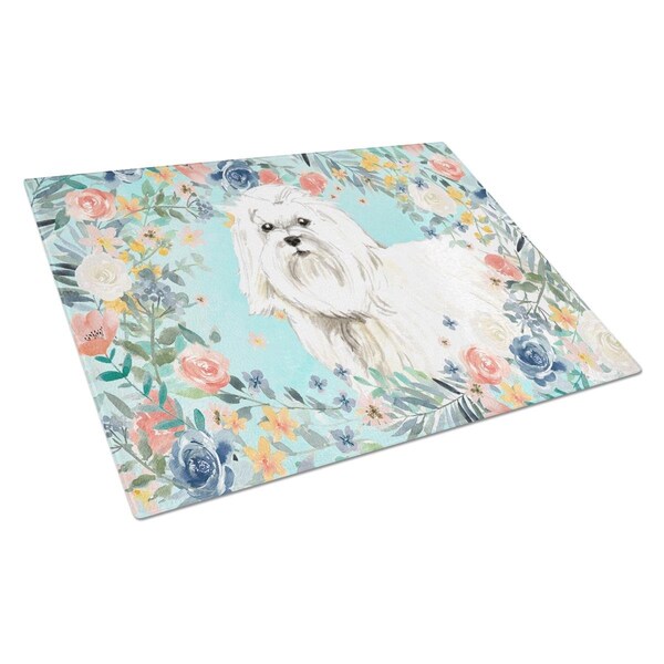 Carolines Treasures Maltese Glass Cutting Board Large - CK3418LCB
