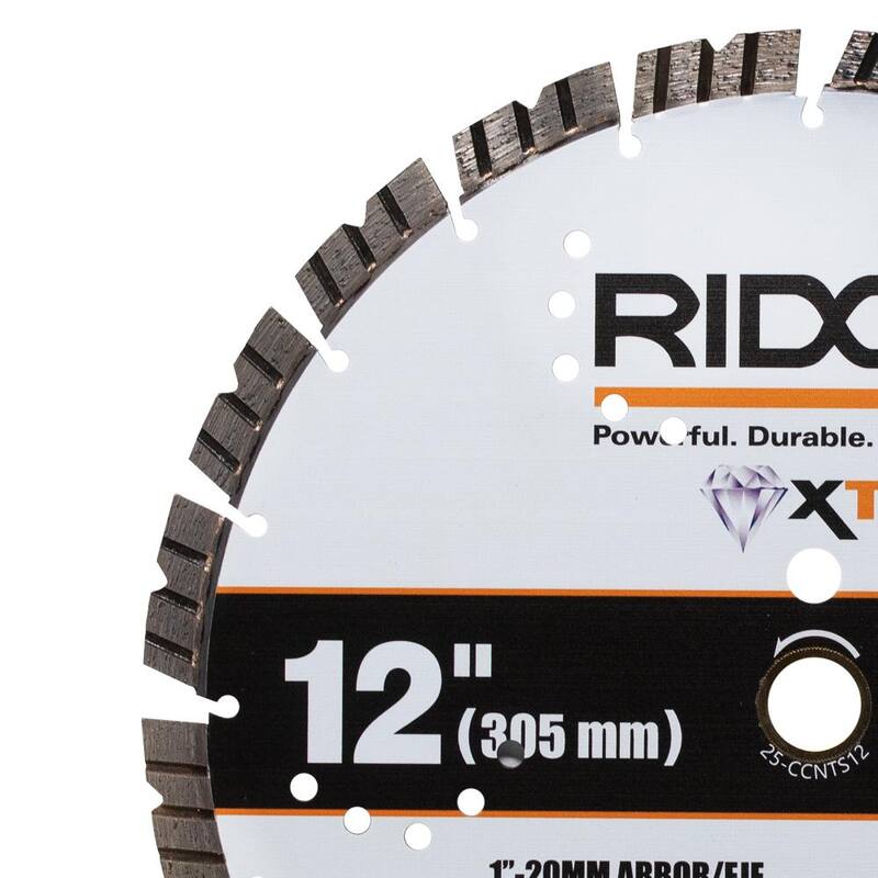 RIDGID 12 pulgadas. Hoja de sierra de diamante de corte de doble uso para mampostería con borde segmentado caminable - 25-CCNTS12