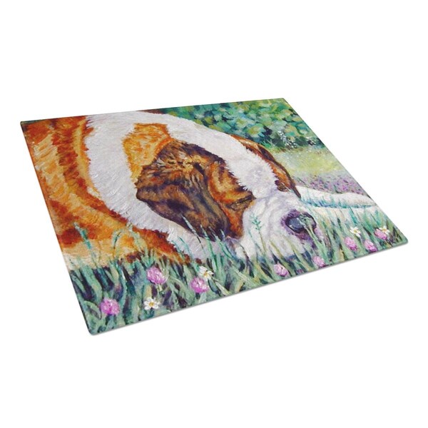 Carolines Treasures Saint Bernard Naptime Glass Cutting Board Large - 7445LCB