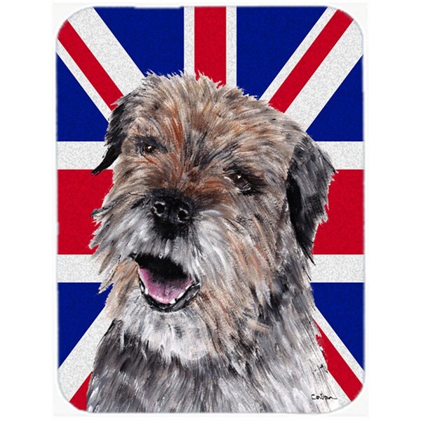 Carolines Treasures Border Terrier With Engish Union Jack British Flag Glass Cutting Board - Large - SC9865LCB