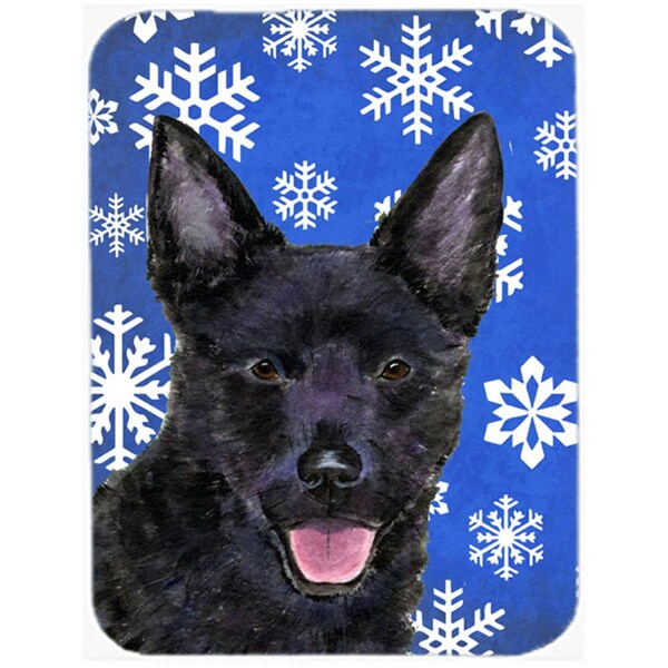 Carolines Treasures Australian Kelpie Winter Snowflakes Holiday- Glass Cutting Board - Large - SS4636LCB