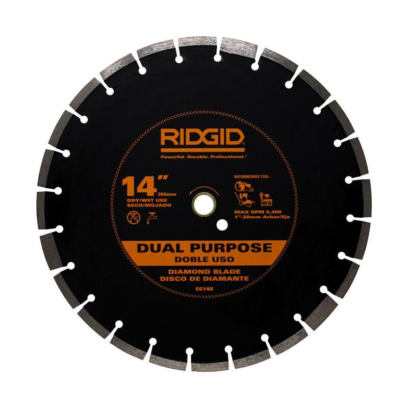 Hoja de diamante para sierra de piso de doble uso RIDGID de 14 pulgadas - HD-CC14X