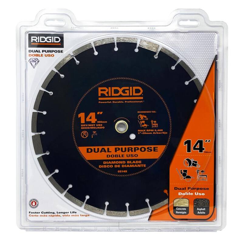 Hoja de diamante para sierra de piso de doble uso RIDGID de 14 pulgadas - HD-CC14X