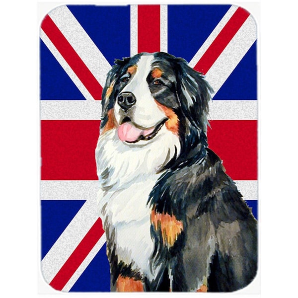 Carolines Treasures Bernese Mountain Dog With English Union Jack British Flag Glass Cutting Board - Large - LH9486LCB