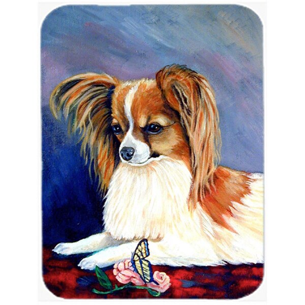 Carolines Treasures Sable Papillon with a Butterfly and rose Glass Cutting Board - Large- 15 x 12 in. - 7038LCB