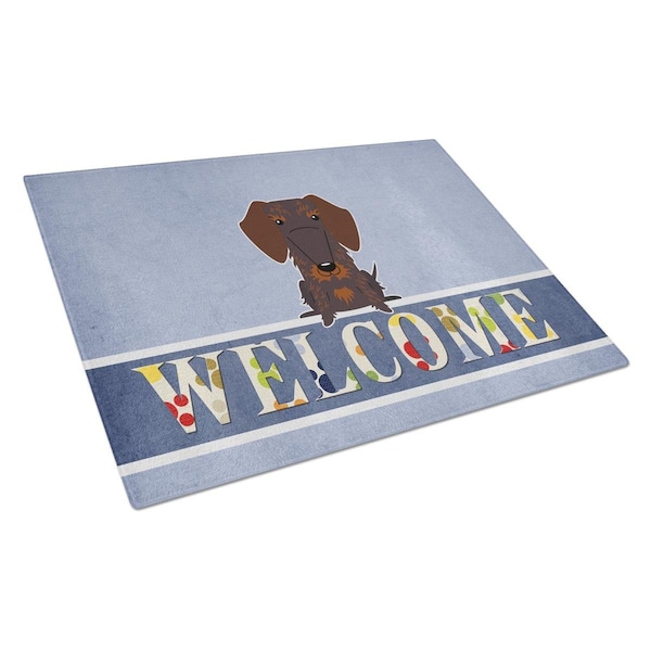 Carolines Treasures Wire Haired Dachshund Chocolate Welcome Glass Cutting Board Large - BB5710LCB