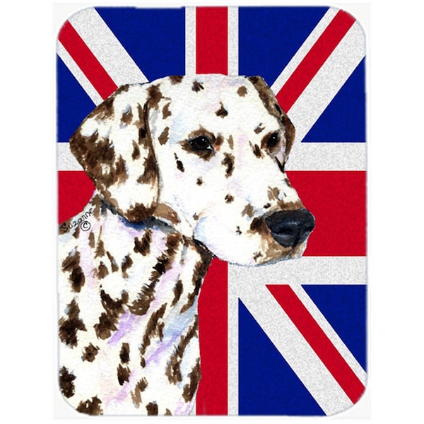 Carolines Treasures Dalmatian With English Union Jack British Flag Glass Cutting Board - Large - SS4911LCB