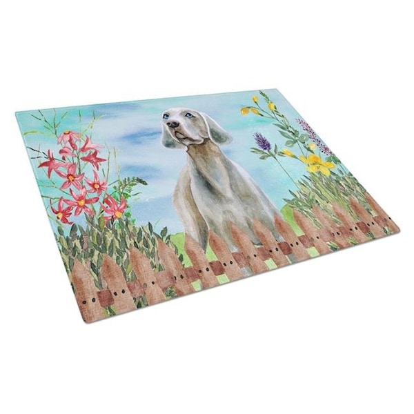 Carolines Treasures Carolines Treasures CK1236LCB Weimaraner Spring Glass Cutting Board; Large - CK1236LCB