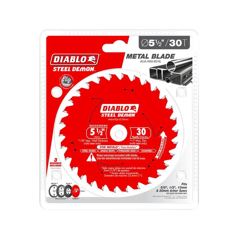 DIABLO Hoja de sierra circular de carburo Steel Demon de 5-1/2 pulgadas x 30 dientes para metal mediano - D055030FMX