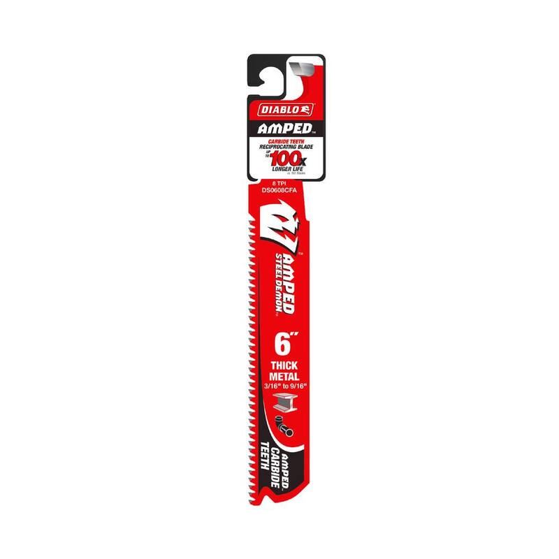 DIABLO 6 in. 8 TPI Steel Demon AMPED Carbide Reciprocating Saw Blade for Thick Metal Cutting - DS0608CFA

Hoja de sierra recíproca DIABLO Steel Demon AMPED de carburo de 6 pulgadas y 8 dientes por pulgada para corte de metal grueso - DS0608CFA