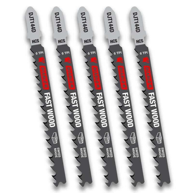 DIABLO Cuchilla de sierra de calar para madera rápida de 4 pulgadas x 6 TPI HCS (paquete de 5) - DJT144D5
