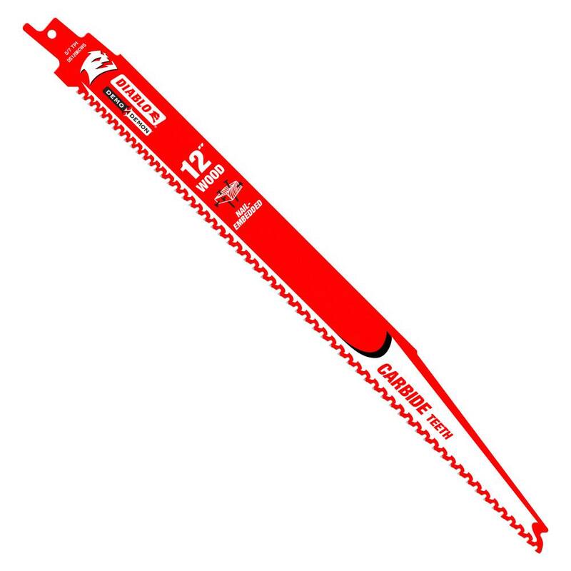 DIABLO 12 pulgadas 5/7 TPI Demo Demon Carbide Hoja de sierra reciproca para corte de madera con clavos incrustados - DS1206CWX