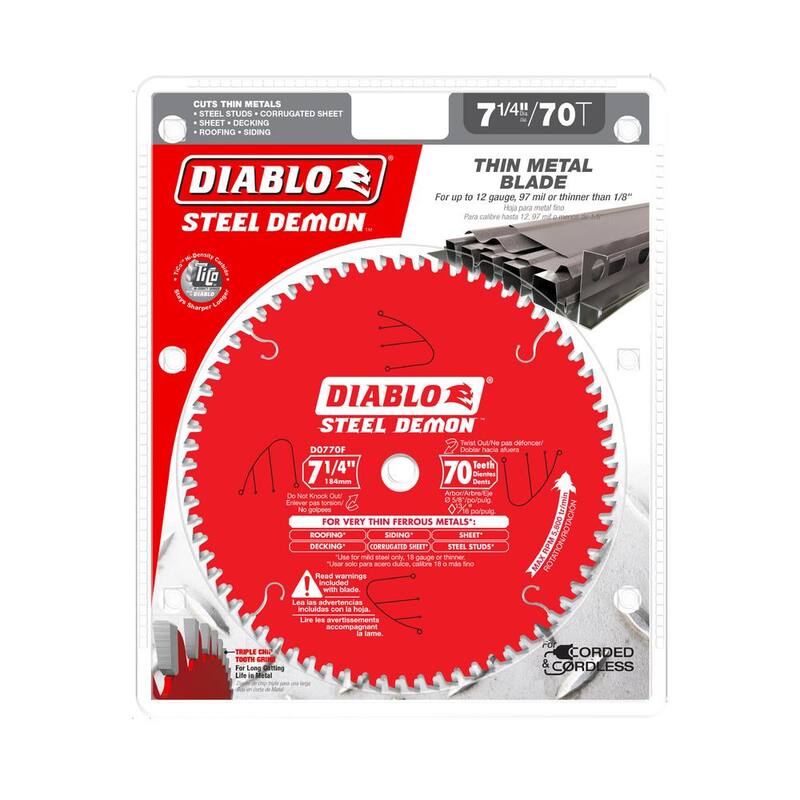 DIABLO 7-1/4 pulgadas x 70 dientes Steel Demon Sierra de carburo para metal delgado - D0770F