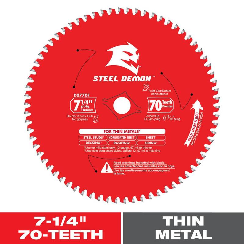 DIABLO 7-1/4 pulgadas x 70 dientes Steel Demon Sierra de carburo para metal delgado - D0770F