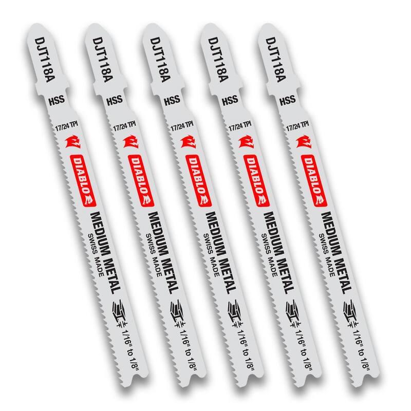 Hoja para sierra de calar de metal mediano de HSS DIABLO de 3 pulgadas x 24 TPI (paquete de 5) - DJT118A5