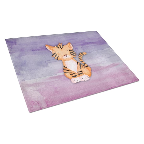 Carolines Treasures Tiger Cub Watercolor Glass Cutting Board Large - BB7444LCB