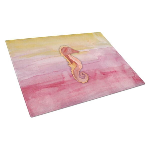 Carolines Treasures Seahorse Watercolor Glass Cutting Board Large - BB7425LCB