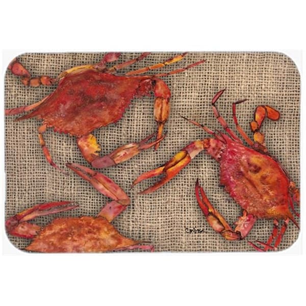 Carolines Treasures Carolines Treasures 8742LCB 15 X 12 In. Cooked Crabs on Faux Burlap Glass Cutting Board Large Size - 8742LCB