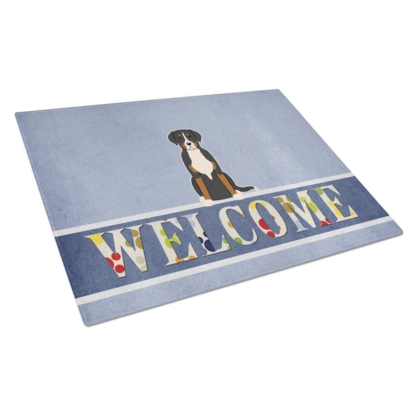 Carolines Treasures Greater Swiss Mountain Dog Welcome Glass Cutting Board Large - BB5618LCB