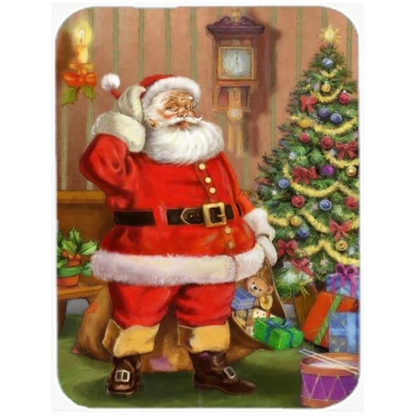 Carolines Treasures Carolines Treasures APH4691LCB Christmas Santa by the Tree Glass Large Cutting Board - APH4691LCB
