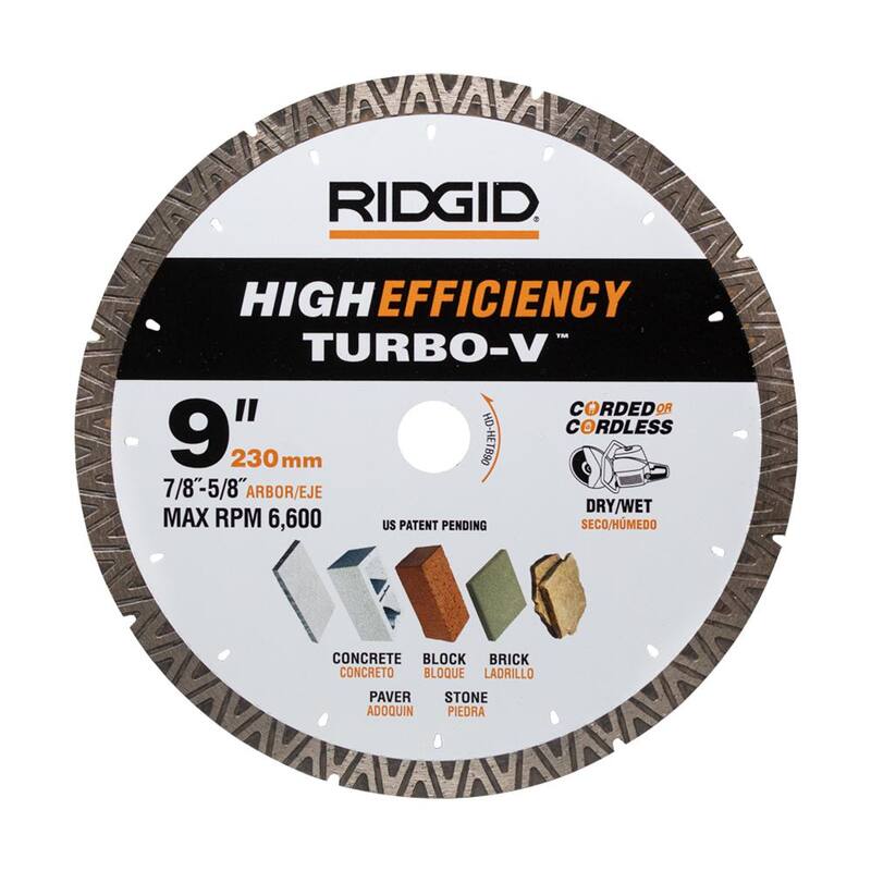 RIDGID TURBO-V 9 in. Disco de Diamante de Borde Turbo para Corte de Alta Eficiencia en Albañilería - HD-HETB90