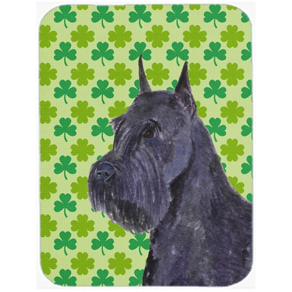 Carolines Treasures 12 x 15 in. Schnauzer Giant St. Patricks Day Shamrock Portrait Glass Cutting Board- Large - SS4454LCB