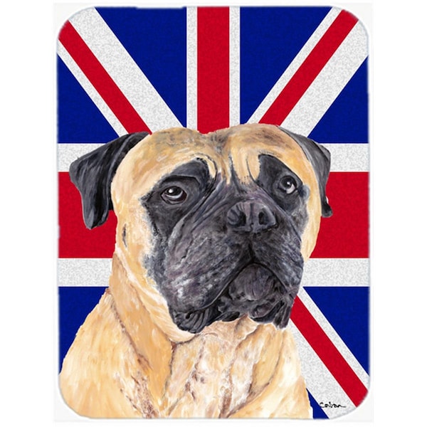 Carolines Treasures Mastiff With English Union Jack British Flag Glass Cutting Board - Large - SC9842LCB