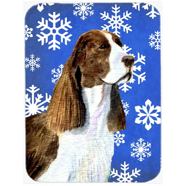 Carolines Treasures Springer Spaniel Winter Snowflakes Holiday- Glass Cutting Board - Large - SS4651LCB