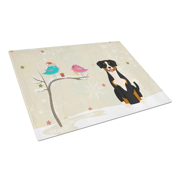 Carolines Treasures Christmas Presents Between Friends Entlebucher Glass Cutting Board, Large - BB2510LCB