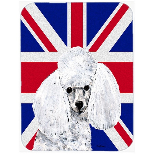 Carolines Treasures White Toy Poodle With English Union Jack British Flag Glass Cutting Board - Large - SC9886LCB