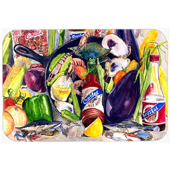 Carolines Treasures Crystal Hot Sauce With Camellia Beans And Black Skillet Glass Cutting Board- Large - 8641LCB