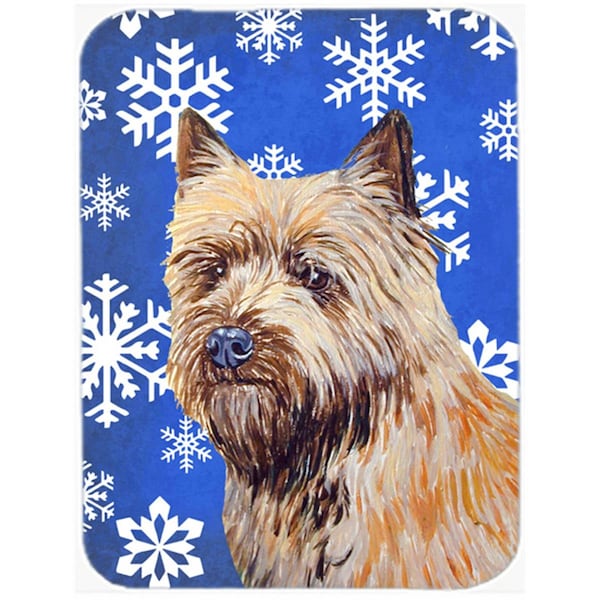Carolines Treasures 15 x 12 in. Cairn Terrier Winter Snowflakes Holiday Glass Cutting Board - Large - LH9275LCB