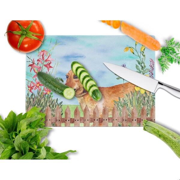 Carolines Treasures Dachshund Spring Glass Cutting Board, Large - CK1214LCB