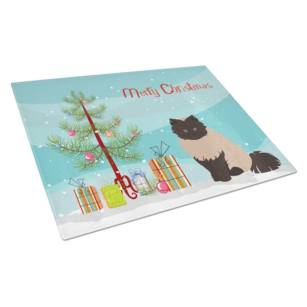 Carolines Treasures Colorpoint Persian Hymalayan No.2 Cat Merry Christmas Glass Cutting Board - Large - CK4760LCB