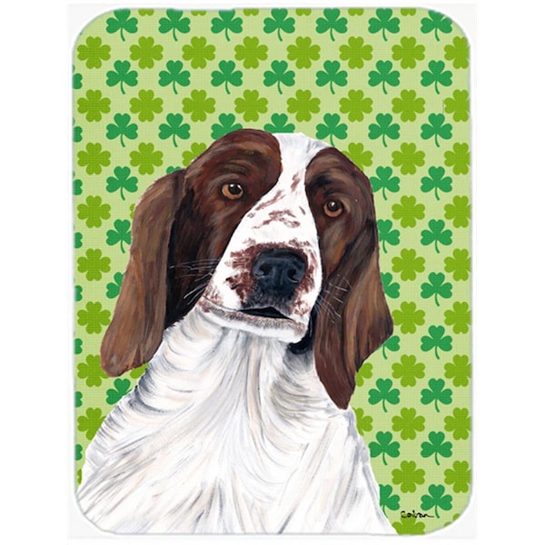 Carolines Treasures 12 x 15 in. Welsh Springer Spaniel St. Patricks Day Shamrock Glass Cutting Board- Large - SC9300LCB