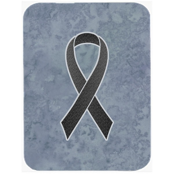 Carolines Treasures 15 H x 12 L In. Black Ribbon for Melanoma Cancer Awareness Glass Cutting Board- Large Size - AN1216LCB