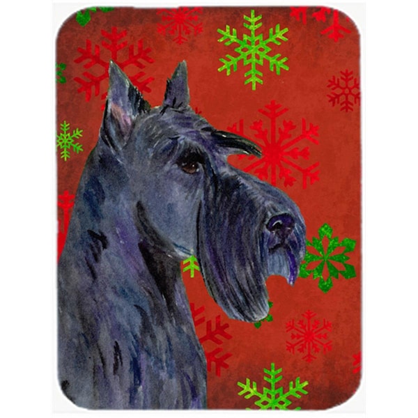 Carolines Treasures Scottish Terrier Red and Green Snowflakes Christmas Glass Cutting Board - Large- 15 H x 12 L in. - SS4736LCB