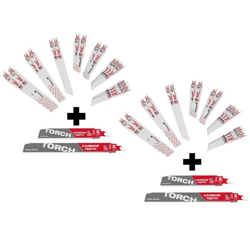 Juego de hojas para sierra sable de corte de metal BiMetal Milwaukee SAWZALL (32 piezas) con 4 hojas de carburo - 49-22-1216Y-49-22-1216Y