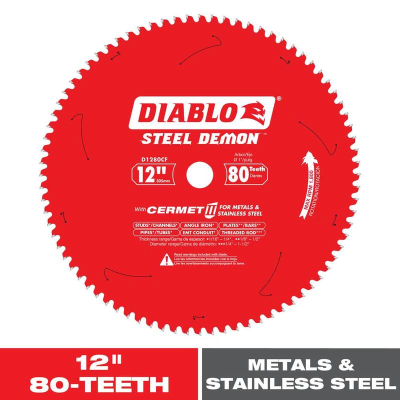 DIABLO 12 pulgadas x 80 dientes Steel Demon Cermet II hoja de sierra para metal mediano - D1280CF