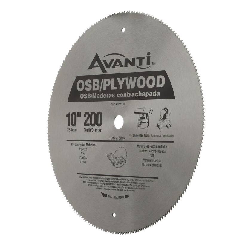 Avanti 10 pulgadas x 200 dientes Hoja de sierra circular para corte de OSB / Contrachapado - A10200X