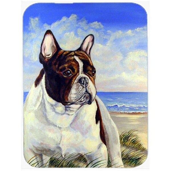 Carolines Treasures Carolines Treasures 7171LCB French Bulldog at the beach Glass Cutting Board - Large; 15 x 12 in. - 7171LCB