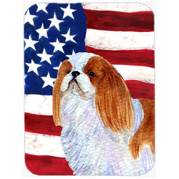 Carolines Treasures USA American Flag With English Toy Spaiel USA Glass Cutting Board - Large - SS4034LCB