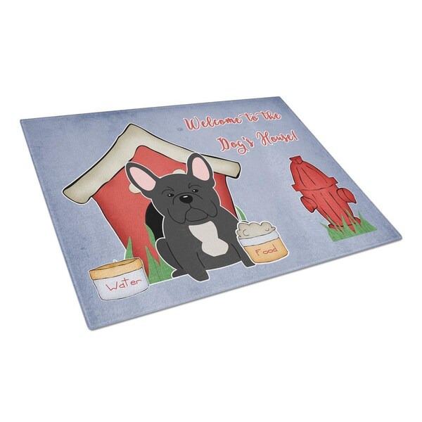 Carolines Treasures Dog House Collection French Bulldog Black Glass Cutting Board, Large - BB2768LCB
