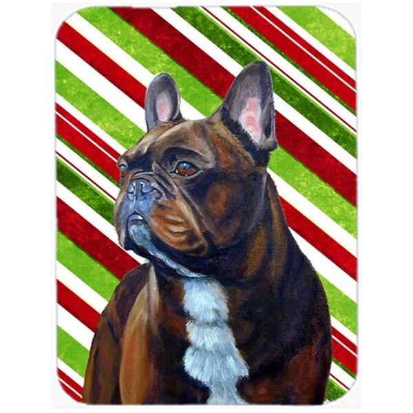 Carolines Treasures French Bulldog Candy Cane Holiday Christmas Glass Cutting Board - Large - LH9250LCB