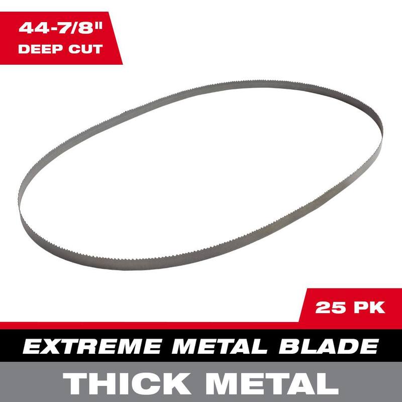 Cinta de sierra de banda portátil para corte de metal extremadamente grueso de Milwaukee 44-7/8 pulgadas, 8/10 TPI (25 paquetes) para M18 FUEL/Cableado - 48-39-0605
