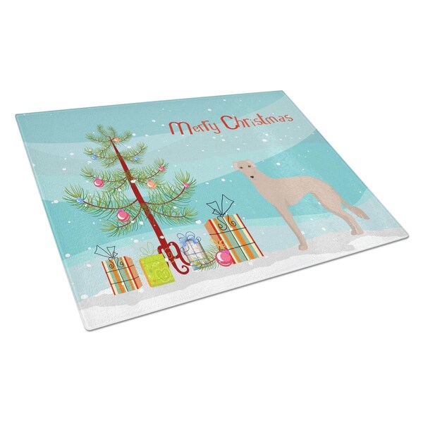 Carolines Treasures Tan Longdog Christmas Tree Glass Cutting Board Large - CK3848LCB