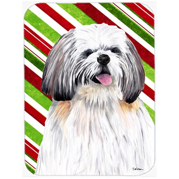 Carolines Treasures 15 x 12 in. Shih Tzu Candy Cane Holiday Christmas Glass Cutting Board - Large - SC9343LCB